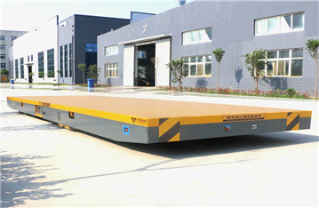 Forklift towed free turning trackless handling vehicle mold transfer flat vehicle